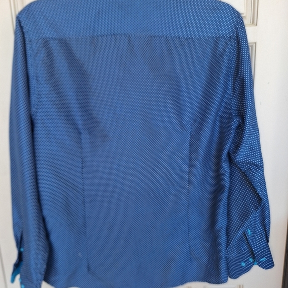 El General Shirt Cotton Navy Dotted Swiss SzXL Polyester Long Sleeve Collar/Cuff - Picture 13 of 13